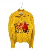 GUCCI×THE NORTH FACEグッチ×ザ ノース フェイス）の古着「コラボロゴ刺繍 ハーフジップウールニット」｜イエロー