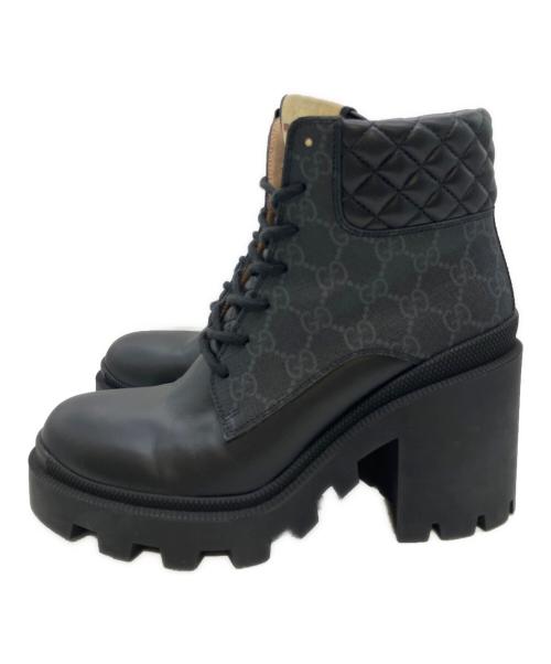 GUCCI（グッチ）GUCCI (グッチ) Trip アンクルブーツ/GGスプリーム/ショートブーツ ブラック サイズ:38の古着・服飾アイテム