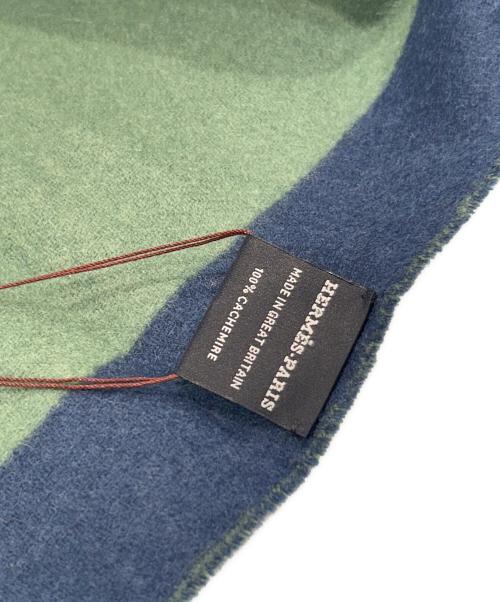 HERMES（エルメス）HERMES (エルメス) カシミヤマフラー 《ラブ・ストーリー》 グリーン 未使用品の古着・服飾アイテム