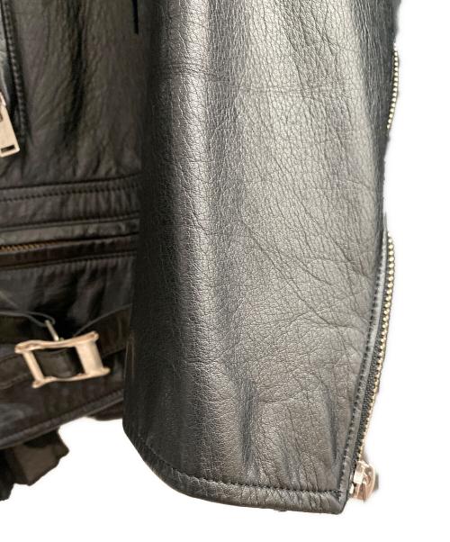 UNDERCOVER（アンダーカバー）UNDERCOVER (アンダーカバー) 13SS バックプリーツ切替フリンジライダースレザージャケット ブラック サイズ:2の古着・服飾アイテム