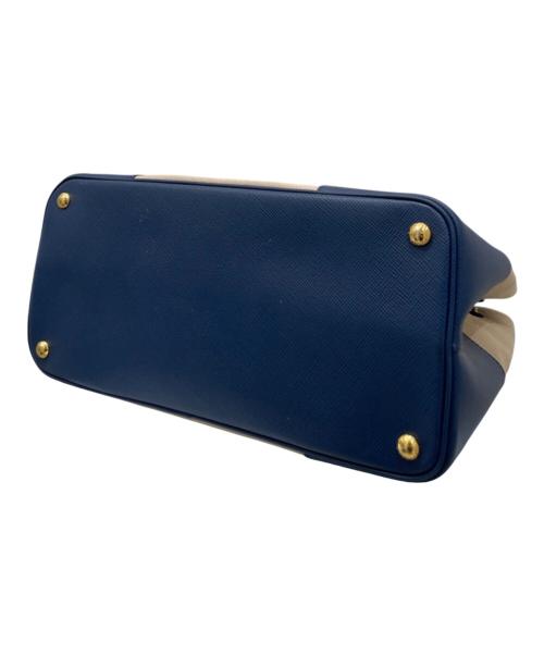 PRADA（プラダ）PRADA (プラダ) ドゥーブレ トートバッグ ベージュ×ブルーの古着・服飾アイテム