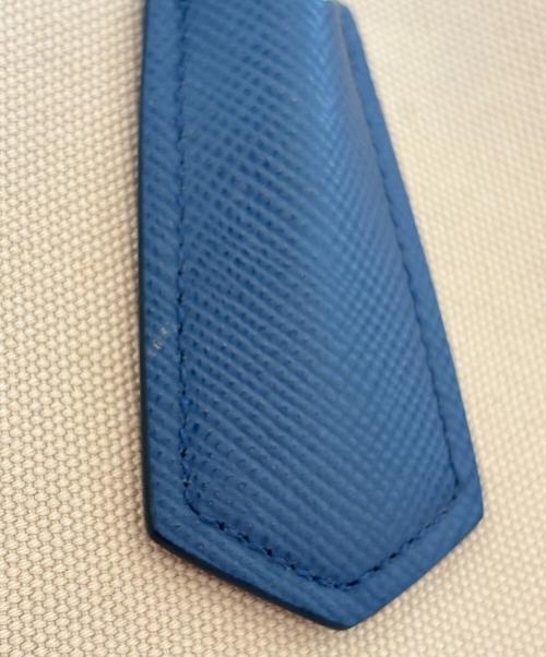 PRADA（プラダ）PRADA (プラダ) ドゥーブレ トートバッグ ベージュ×ブルーの古着・服飾アイテム