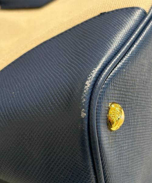 PRADA（プラダ）PRADA (プラダ) ドゥーブレ トートバッグ ベージュ×ブルーの古着・服飾アイテム