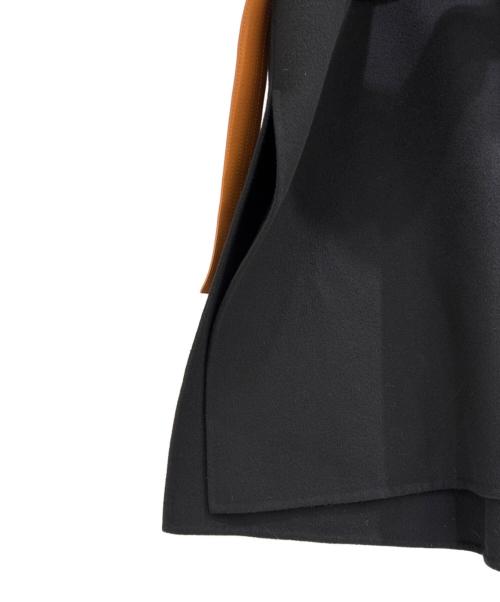 LOEWE（ロエベ）LOEWE (ロエベ) アナグラム レザー ポケット ベルト付 カシミヤウールコート ブラック×ブラウン サイズ:Mの古着・服飾アイテム