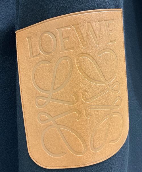 LOEWE（ロエベ）LOEWE (ロエベ) アナグラム レザー ポケット ベルト付 カシミヤウールコート ブラック×ブラウン サイズ:Mの古着・服飾アイテム