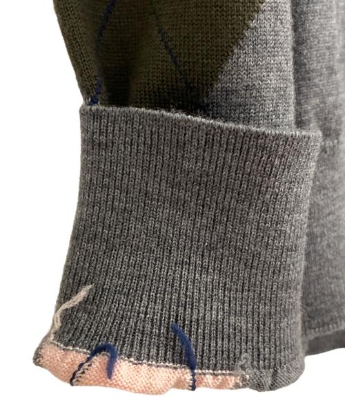 togatoo（トーガトゥ）togatoo (トーガトゥ) アーガイルニット グレー サイズ:Ｌの古着・服飾アイテム