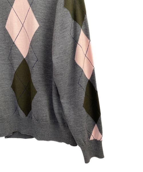 togatoo（トーガトゥ）togatoo (トーガトゥ) アーガイルニット グレー サイズ:Ｌの古着・服飾アイテム