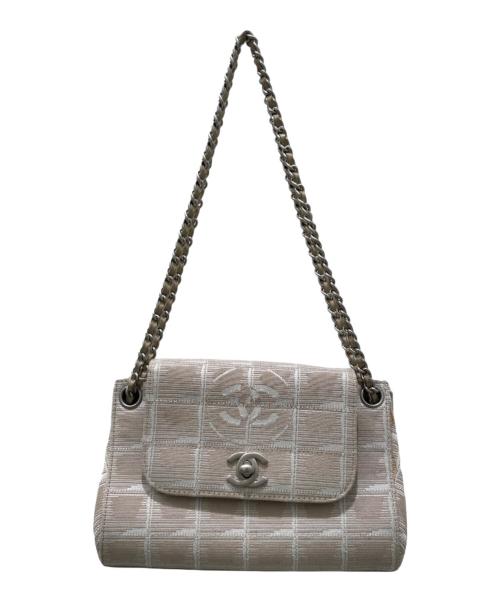 CHANEL（シャネル）CHANEL (シャネル) ニュートラベルラインチェーンショルダーバッグ ベージュ×シルバーの古着・服飾アイテム
