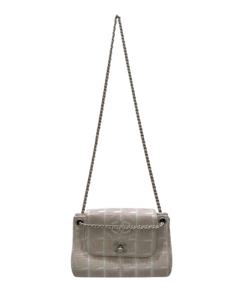 CHANEL（シャネル）CHANEL (シャネル) ニュートラベルラインチェーンショルダーバッグ ベージュ×シルバーの古着・服飾アイテム