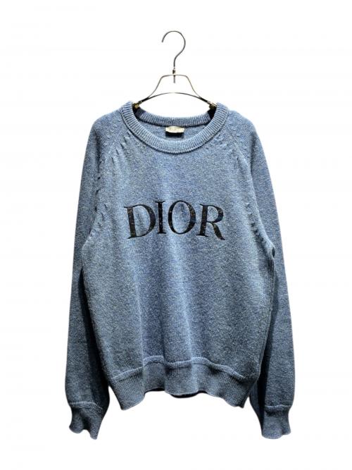 DIOR HOMME（ディオール オム）Dior Homme (ディオール オム) フロントロゴニット　21AW　143M657AT296 スカイブルー サイズ:XLの古着・服飾アイテム