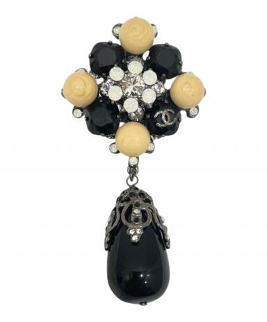 た*や様 Z181/CHANEL フェイクパール 菱形 ブローチ ゴールド シャ