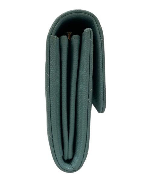 CHANEL（シャネル）CHANEL (シャネル) クラシック ロング フラップ マトラッセ ウォレット ミントグリーン系の古着・服飾アイテム