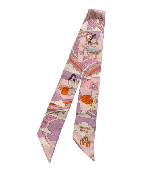 HERMES（エルメス）HERMES (エルメス) ツィリー/CARRES VOLANTS（空飛ぶカレ） バイオレット×ピンクの古着・服飾アイテム