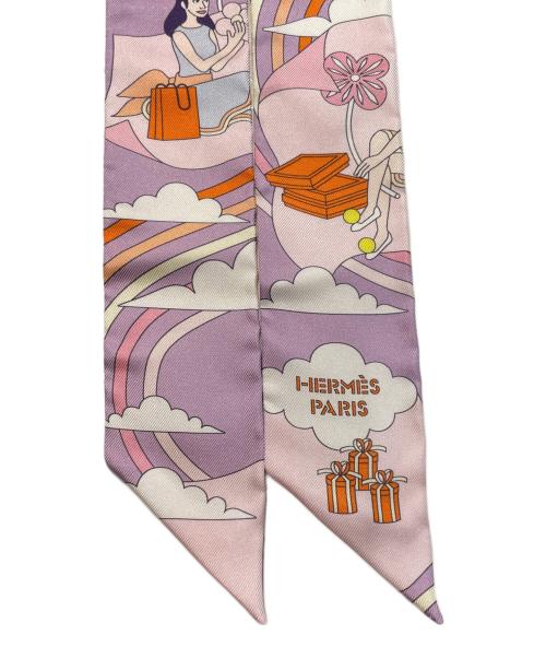 HERMES（エルメス）HERMES (エルメス) ツィリー/CARRES VOLANTS（空飛ぶカレ） バイオレット×ピンクの古着・服飾アイテム