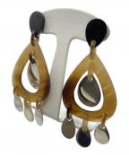 HERMESエルメス）の古着「バッファローホーンドロップピアス」｜ブラウン×シルバー