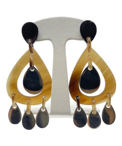 HERMES（エルメス）HERMES (エルメス) バッファローホーンドロップピアス ブラウン×シルバーの古着・服飾アイテム