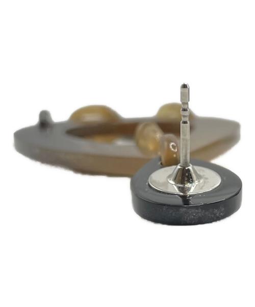 HERMES（エルメス）HERMES (エルメス) バッファローホーンドロップピアス ブラウン×シルバーの古着・服飾アイテム