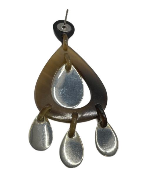 HERMES（エルメス）HERMES (エルメス) バッファローホーンドロップピアス ブラウン×シルバーの古着・服飾アイテム