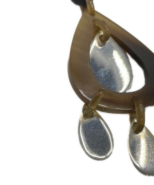 HERMES（エルメス）HERMES (エルメス) バッファローホーンドロップピアス ブラウン×シルバーの古着・服飾アイテム