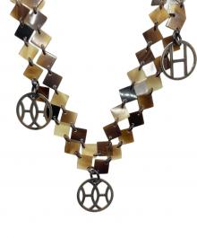 HERMES（エルメス）の古着「バッファローホーン ディーヴァ ネックレス」｜ブラウン×シルバー金具