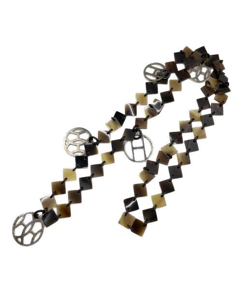 HERMES（エルメス）HERMES (エルメス) バッファローホーン ディーヴァ ネックレス ブラウン×シルバー金具の古着・服飾アイテム