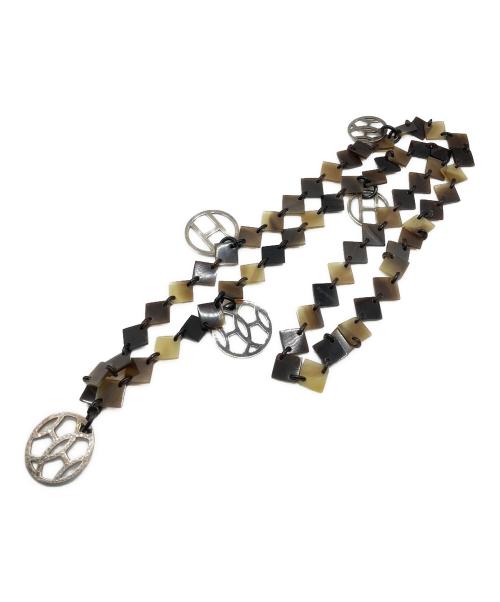 HERMES（エルメス）HERMES (エルメス) バッファローホーン ディーヴァ ネックレス ブラウン×シルバー金具の古着・服飾アイテム