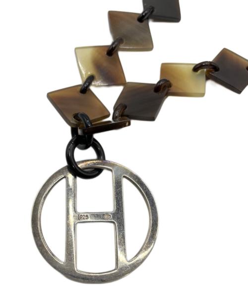 HERMES（エルメス）HERMES (エルメス) バッファローホーン ディーヴァ ネックレス ブラウン×シルバー金具の古着・服飾アイテム