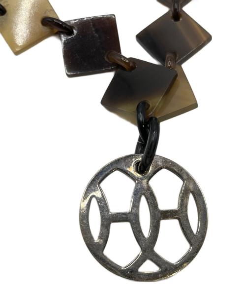 HERMES（エルメス）HERMES (エルメス) バッファローホーン ディーヴァ ネックレス ブラウン×シルバー金具の古着・服飾アイテム