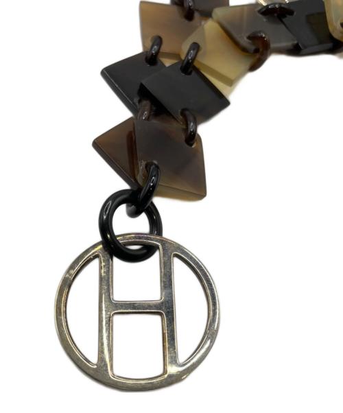 HERMES（エルメス）HERMES (エルメス) バッファローホーン ディーヴァ ネックレス ブラウン×シルバー金具の古着・服飾アイテム