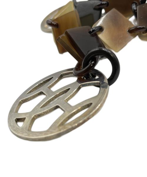 HERMES（エルメス）HERMES (エルメス) バッファローホーン ディーヴァ ネックレス ブラウン×シルバー金具の古着・服飾アイテム