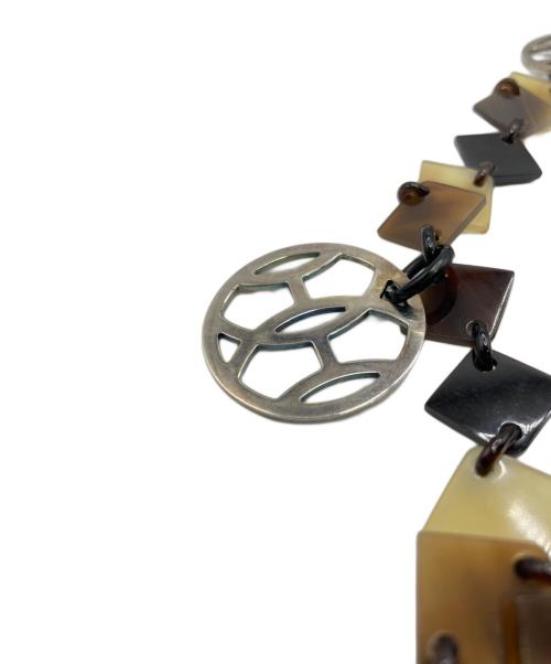 HERMES（エルメス）HERMES (エルメス) バッファローホーン ディーヴァ ネックレス ブラウン×シルバー金具の古着・服飾アイテム