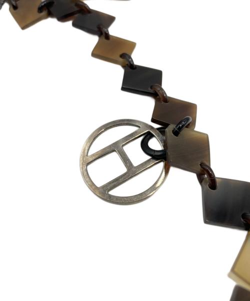 HERMES（エルメス）HERMES (エルメス) バッファローホーン ディーヴァ ネックレス ブラウン×シルバー金具の古着・服飾アイテム