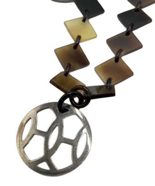 HERMES（エルメス）HERMES (エルメス) バッファローホーン ディーヴァ ネックレス ブラウン×シルバー金具の古着・服飾アイテム