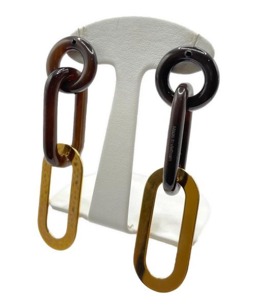 HERMES（エルメス）HERMES (エルメス) メタルピアス ブラウン×ゴールドの古着・服飾アイテム