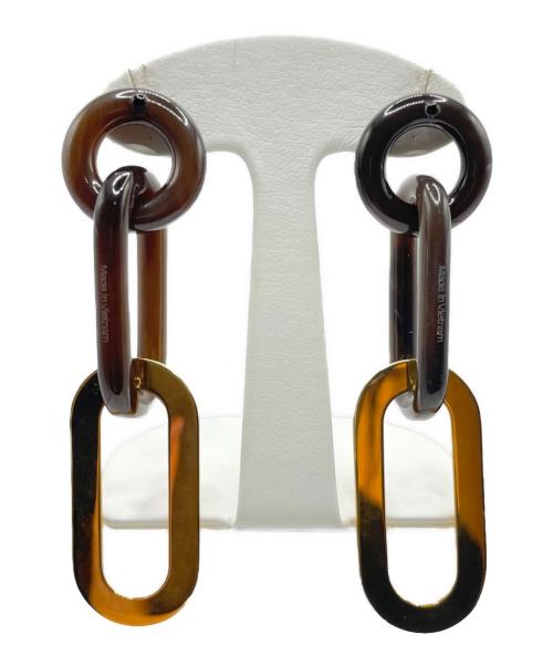 HERMES（エルメス）HERMES (エルメス) メタルピアス ブラウン×ゴールドの古着・服飾アイテム