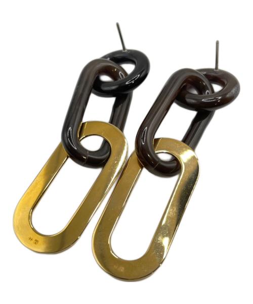 HERMES（エルメス）HERMES (エルメス) メタルピアス ブラウン×ゴールドの古着・服飾アイテム