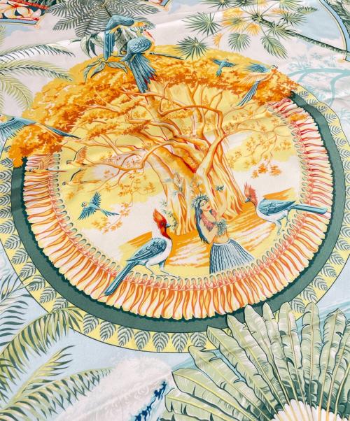 HERMES（エルメス）HERMES (エルメス) カレ90 イエロー×オレンジ サイズ:90の古着・服飾アイテム