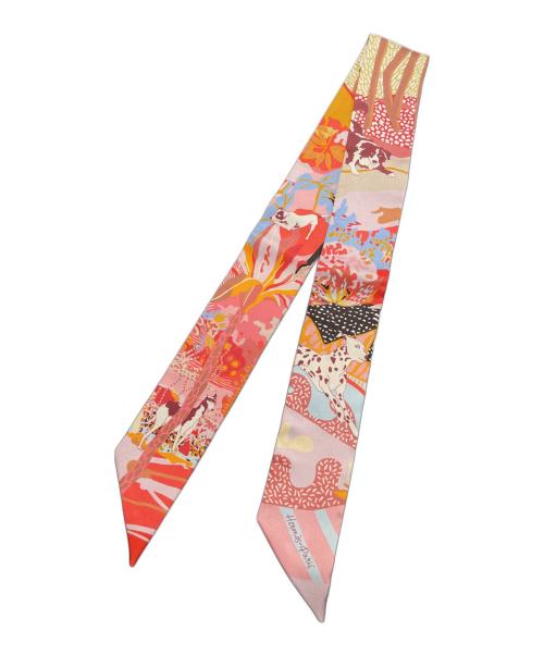 HERMES（エルメス）HERMES (エルメス) ツィリー/EN LIBERTE（自由に） オレンジ×ピンクの古着・服飾アイテム