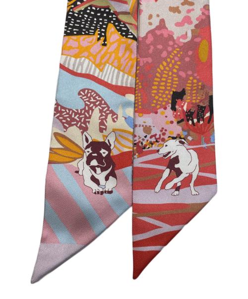 HERMES（エルメス）HERMES (エルメス) ツィリー/EN LIBERTE（自由に） オレンジ×ピンクの古着・服飾アイテム