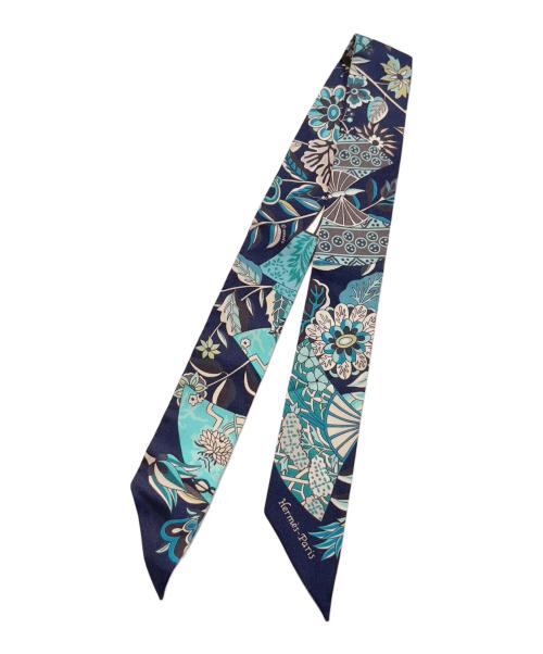 HERMES（エルメス）HERMES (エルメス) ツィリー/Fleurs Et Papillons De Tissus(花咲く織物) ブルーの古着・服飾アイテム