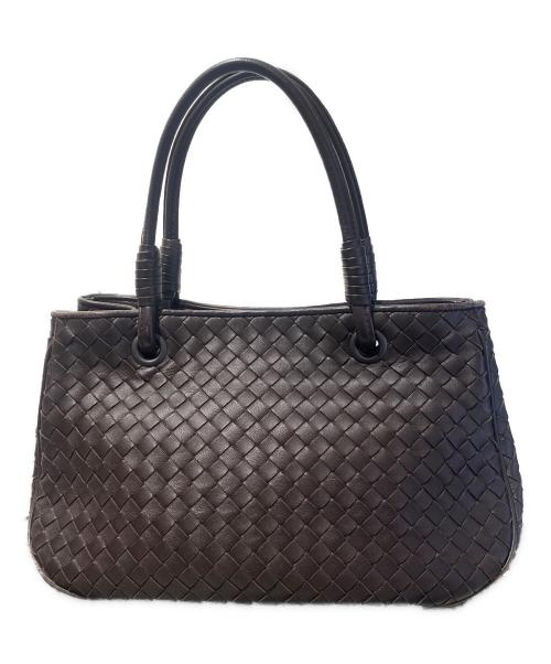 BOTTEGA VENETA（ボッテガベネタ）BOTTEGA VENETA (ボッテガベネタ) イントレチャート/サッチェル ハンドバッグ ブラウンの古着・服飾アイテム