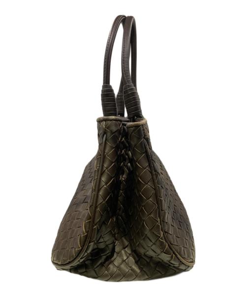 BOTTEGA VENETA（ボッテガベネタ）BOTTEGA VENETA (ボッテガベネタ) イントレチャート/サッチェル ハンドバッグ ブラウンの古着・服飾アイテム