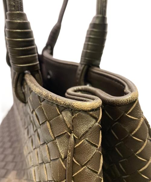 BOTTEGA VENETA（ボッテガベネタ）BOTTEGA VENETA (ボッテガベネタ) イントレチャート/サッチェル ハンドバッグ ブラウンの古着・服飾アイテム