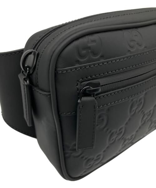 GUCCI（グッチ）GUCCI (グッチ) 771422 ラバーエフェクトベルトバッグ/ウエストバッグ ブラックの古着・服飾アイテム