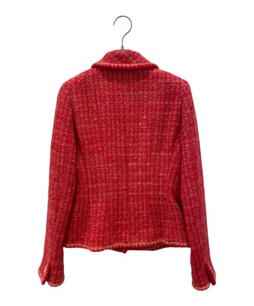 CHANEL（シャネル）CHANEL (シャネル) ココマークボタンツイードジャケット レッド サイズ:38の古着・服飾アイテム