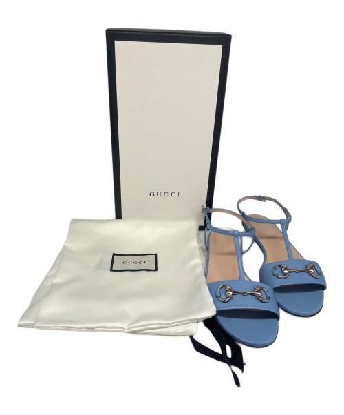 GUCCI（グッチ）GUCCI (グッチ) ホースビット フラットサンダル ブルー サイズ:37.5の古着・服飾アイテム