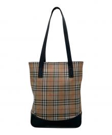 BURBERRY（バーバリー）の古着「ノバチェックトートバッグ」｜ブラック×ベージュ