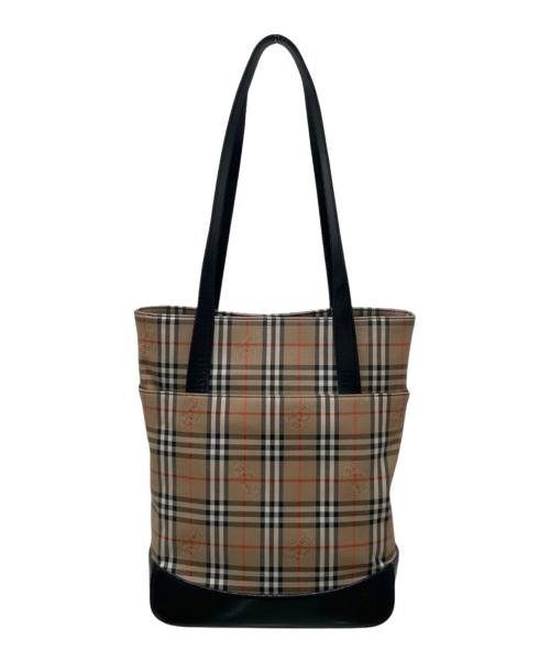 BURBERRY（バーバリー）BURBERRY (バーバリー) ノバチェックトートバッグ ブラック×ベージュの古着・服飾アイテム