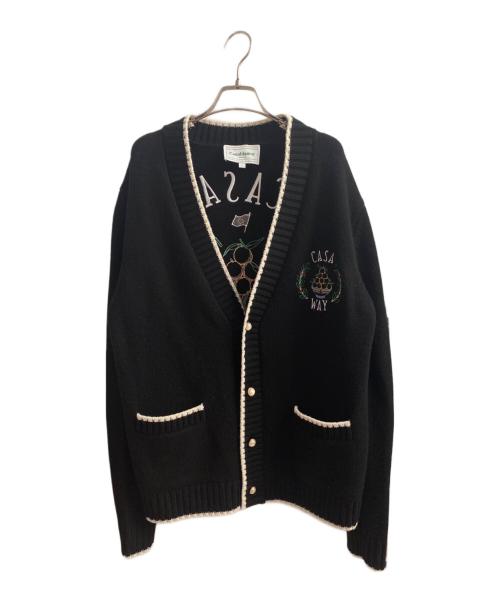 CASABLANCA（カサブランカ）CASABLANCA (カサブランカ) 刺繍カーディガン ブラック サイズ:Lの古着・服飾アイテム