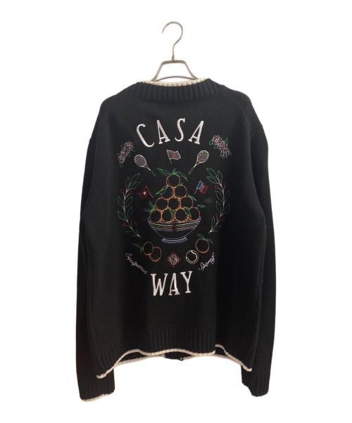 CASABLANCA（カサブランカ）CASABLANCA (カサブランカ) 刺繍カーディガン ブラック サイズ:Lの古着・服飾アイテム